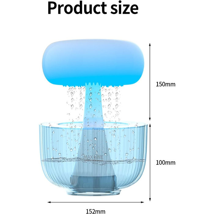 Зволожувач повітря, зволожувач повітря, лампа з грибами дощу з ароматом і 7 кольорами Світлодіодна лампа дощу, лампа з грибами дощу з краплями води та звуками дощу, зволожувач повітря з краплею води для кімнат, дому, дитячої кімнати (пончики)