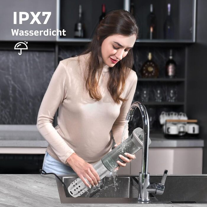 Су-від занурна піч KitchenBoss G320PS з Wi-Fi: точний контроль температури, дисплей TFT, 1100W, IPX7, для приготування су-від