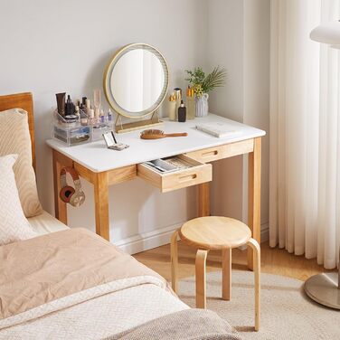 Дерев'яний письмовий стіл з шухлядою та вішалкою, компактний комп'ютерний стіл, 100 x 50 x 75 см, YD-WD01N