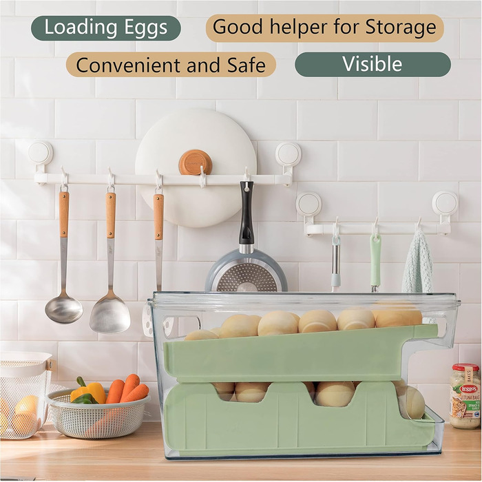 Організатор для яєць Virmate, 24 ячейки, зелений, для холодильника