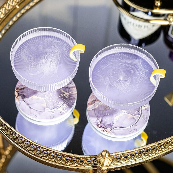 GLASSIQUE CADEAU Набір келихів для коктейлів та шампанського, арт-деко, 4 шт, 200 мл | Келихи для Cosmopolitan, Daiquiri, Espresso Martini