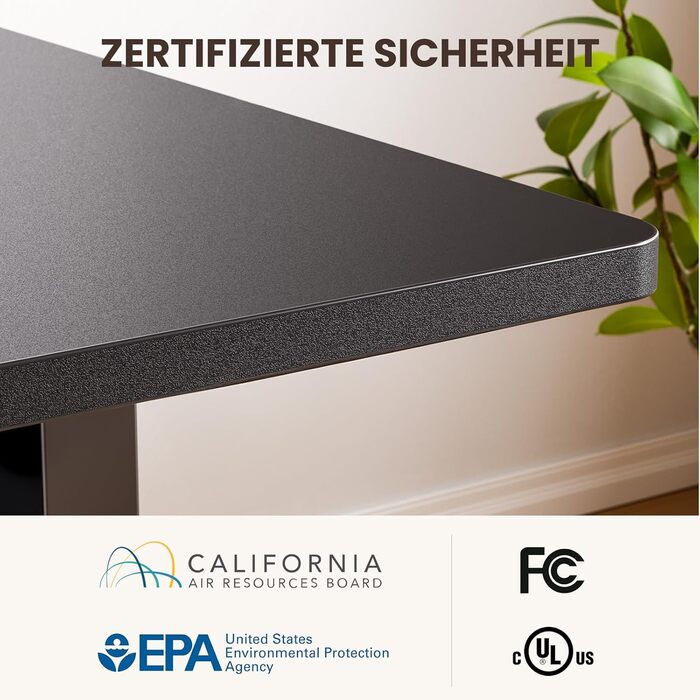 ЕрГер: Кутовий електричний стіл з регулюванням висоти, L-подібний, з індивідуальним мотором, 4-пам'ять, білий (160 x 140 см, чорний)