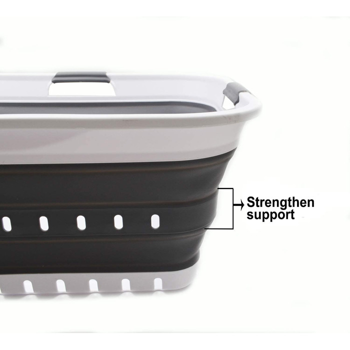 Складна Пластикова корзина для білизни SAMMART 42L-складаний висувний контейнер для зберігання / органайзер - портативна корзина для білизни компактна корзина для білизни (Білий / темно-сірий, 1)