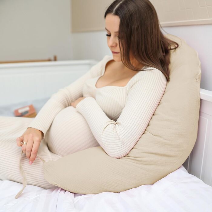 Подушка для вагітних Totsy Baby XXL: комфортна підтримка тіла, 190 см, бавовна, Oeko-Tex, бежева з зірками