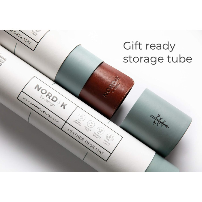 Шкіряний килимок для столу Nordik (Sattelbraun), великий органайзер для кабелів та преміум підкладка під мишу з екошкіри та фетру, 89,9 x 43,2 см, колір коньячний