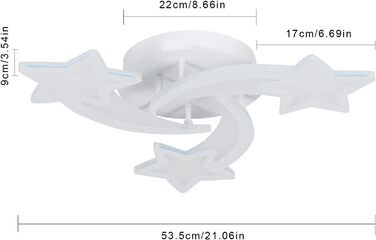 Світлодіодний стельовий світильник з регулюванням яскравості, дизайн 30 Вт Star Design, пульт дистанційного керування, 3000k-6500k, білий, для дітей/спальні