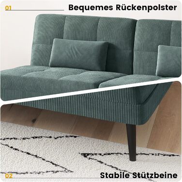 Диван-ліжко LUCKRACER 3-місний, трансформер, футон, кутовий диван, зелений, для вітальні та квартири