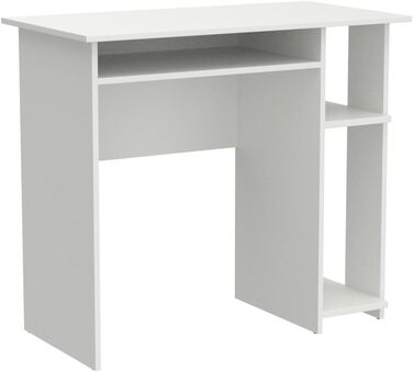 Комп'ютерний стіл Meerveil, письмовий стіл з відсіком для зберігання, кабель-менеджмент для офісного кабінету, 85 x 45 x 75 см, білий