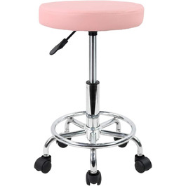 Стілець на коліщатках kkton регульований по висоті обертовий барний стілець робочий стілець зі штучної шкіри офісний стілець (рожевий)