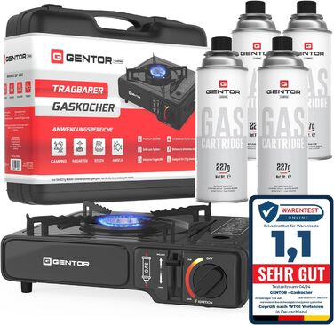 Газовий набір для кемпінгу: плита, 4 балончики 227г та кейс. Плита для кемпінгу, приготування їжі без електрики. Газова плита, газова картридж, кейс для транспортування