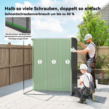 Металевий сарай Metall Gerätehaus 1,37 м², навіс для інструментів з легким встановленням, похила дах, розсувні двері, вентиляційні отвори, рукавички.