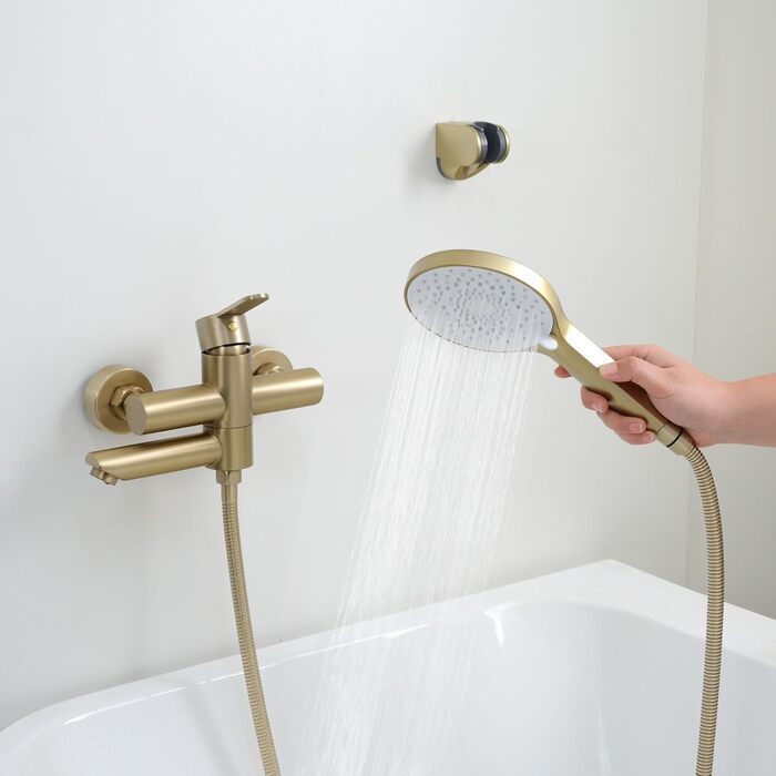 Набір змішувач для ванни PHASAT з душовою лійкою, чорний, настінний монтаж, PTBB13E