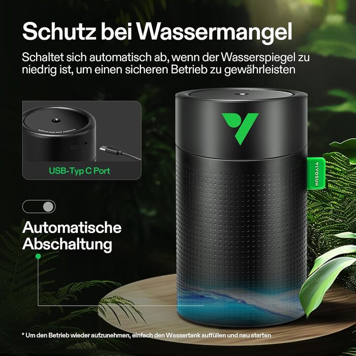 Зволожувач повітря VIVOSUN AeroStream U075 USB, 750 мл, холодний пар, 2 режими, автовимкнення, пульт, для гроубоксів