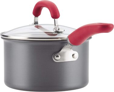 Набір посуду Rachael Ray, 11 предметів, з нержавіючої сталі, з антипригарним покриттям, сірий з червоними ручками
