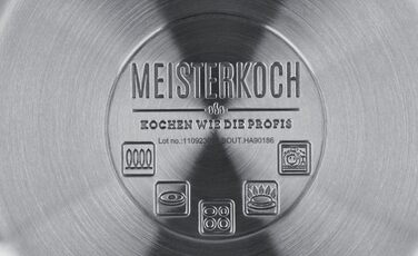 Набір каструль і сковорідок Meisterkoch з 6 предметів з індукційної нержавіючої сталі без покриття 5 каструль зі скляною кришкою та сковородою Термоізоляційні ручки, можна мити в посудомийній машині