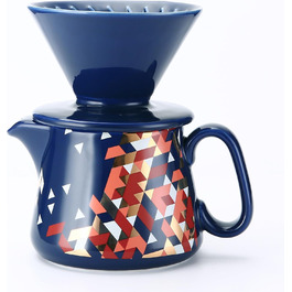 Керамічний кавовар для заварювання Pour Over, 450 мл, блакитний (з 100 фільтрами)