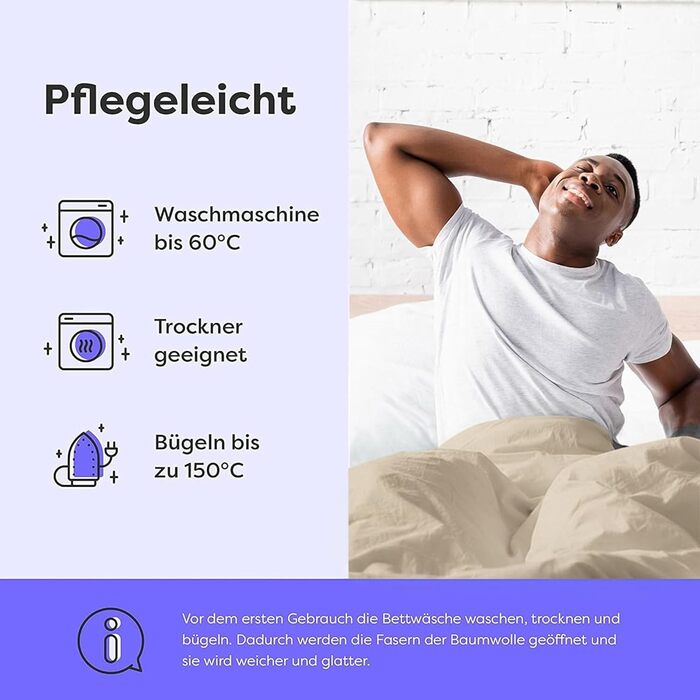 Постільна ковдра Wolkenfeld 200x200 з бавовни - комплект з 2 наволочками 80x80 - дихаюча, приємна до шкіри та легка у догляді - постільна ковдра на весь рік з блискавкою, Oeko-TEX – сіра (бежева, 200 x 200 см)