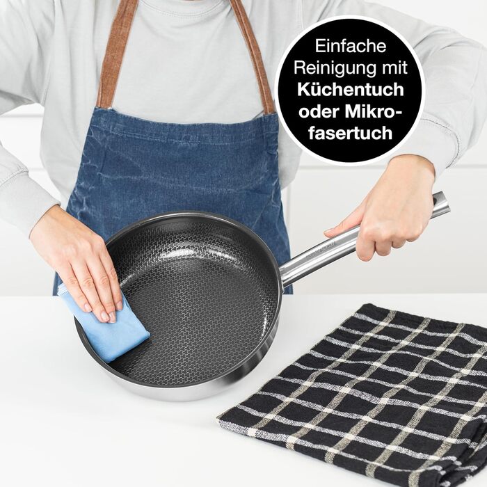 Пан з нержавіючої сталі Moritz & Moritz 28 см з керамічним покриттям нового покоління - підходить для всіх типів плит - антипригарна сковорода з вафельною структурою для приготування, смаження та тушкування