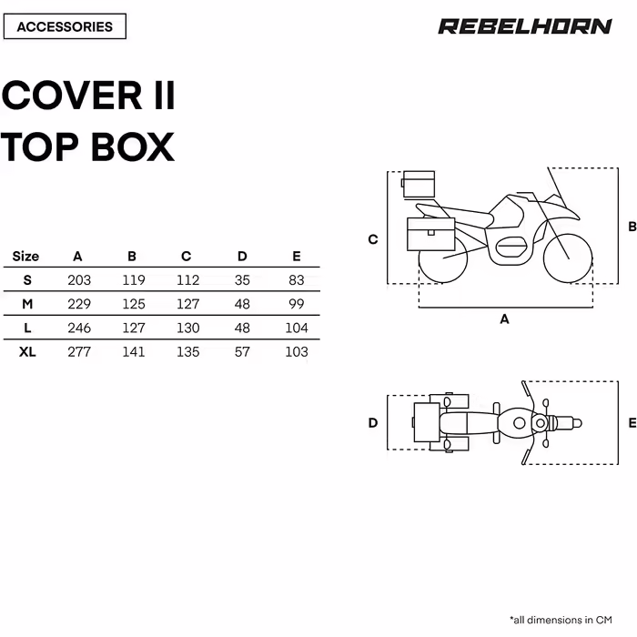 Чохол для мотоцикла REBELHORN Cover II Top Box, поліестер, сумісний з кофром, отвори для ланцюга, приталена форма