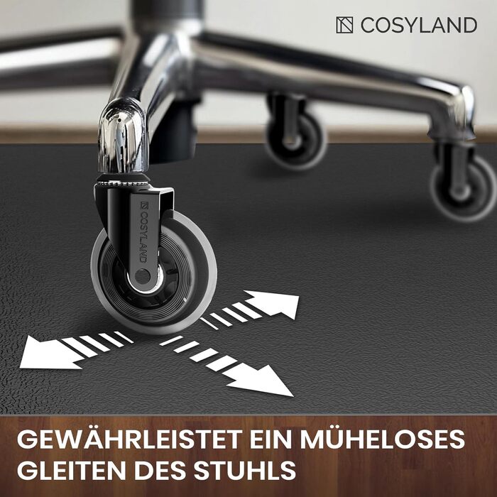 Килимок під офісний стілець COSYLAND, 120 x 150 см. Захист для підлоги, антиковзаючі, легко миються. Підходить для твердих підлог, ламінату, паркету (Чорний)