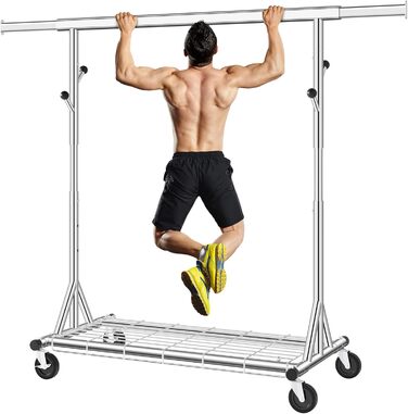 Металевий вішак для одягу на коліщатках FAVOOOSTY, 200 кг, мобільний, швидка установка, 1 стійка