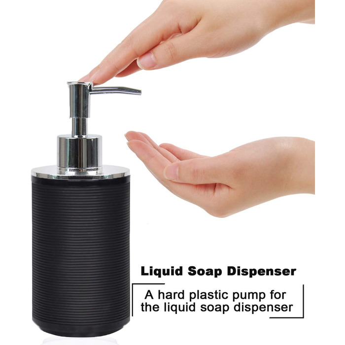 CERBIOR Набір аксесуарів для ванної кімнати, 6 шт. (дозатор для мила, тримач для зубних щіток, стакан для щіток, мильниця) чорний