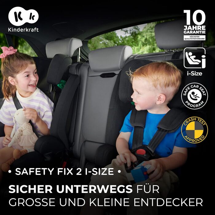 Автокрісло Kinderkraft SAFETY FIX 2 I-SIZE (76-150 см) – 9-36 кг, Isofix, регулювання підголівника, чорний CLASSIC