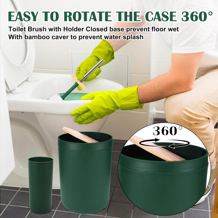 Набір аксесуарів для ванної кімнати iMucci: сміттєвий бак, щітка для унітазу, тримач для зубних щіток, диспенсер для лосьйону/мила, мильниця, стакан для зубних щіток, тримач для ватних паличок (з бамбукової обтяжки), пастельно-зелений, 9 предметів (темно-