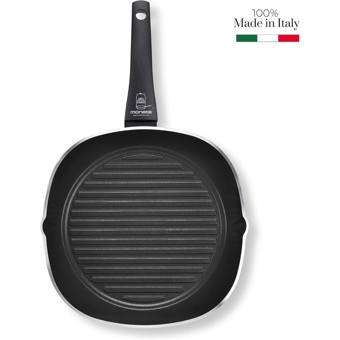 Сковорода гриль Moneta Ricla 28 см, з дозованим покриттям, чорна, з корпусу з 100% переробленого алюмінію