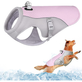 Охолоджуючий жилет для собак Dolahovy, куртка для собак з дихаючої сітки, регульована літня куртка для собак, Світловідбиваюча захисна Крижана одяг для великих середніх і маленьких собак на відкритому повітрі (3XL, рожевий)