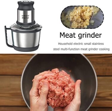 М'ясорубка-подрібнювач електричний SOKANY SK-7027 800W з чашею 3л з нержавіючої сталі, 2 швидкості, для м'яса, овочів, фруктів