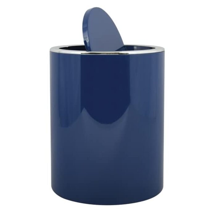 Серія MSV для ванної кімнати Aspen Design косметичне відро педальне відро для ванної з поворотною кришкою відро для сміття з поворотною кришкою 6 літрів (ØxH) приблизно 18,5 x 26 см (темно-синій)