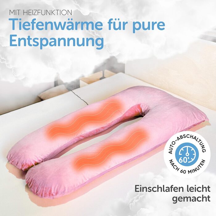 Подушка для сну на боці Lotus [З підігрівом] XXL, подушка комфорту, вагітність, подушка для годування, для кращого та здоровішого сну | (Еріка-фіолетовий)