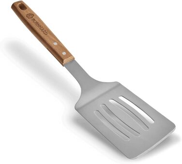 Набір гриль-посуду BURNHARD 5 предметів, 42 см, акацієве дерево, нержавіюча сталь, аксесуари для грилю (щипці, лопатка, виделка, щітка, знімач решітки)