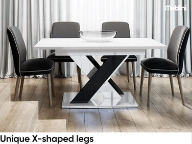 Обідній стіл Meble Inox Bronx розсувний, білий глянцевий (140-180x80x75 см)