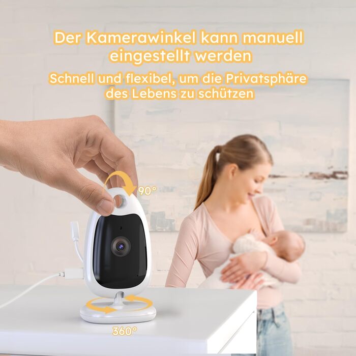 Радіоняня BOIFUN з камерою, відео, нічним баченням, датчиком температури та двостороннім зв'язком - перезаряджувана