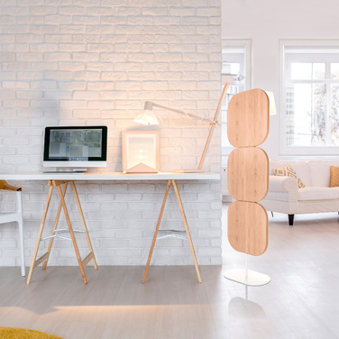 Перегородка акустична / мобільна перегородка FLEXMIUT W 174x50x2,8, шпон деревом PET дуб hjh OFFICE