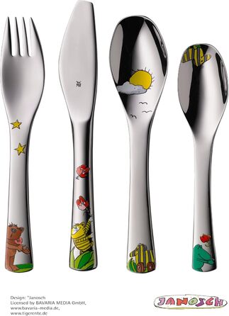 Дитячий набір столових приборів Janosch від WMF з гравіюванням імені - 4-х частинний, для дітей від 3 років