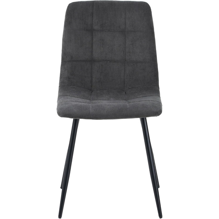 Стілець для їдальні ALBATROS Bora з оббивкою з корду, комплект з 4 шт, антрацит, вінтажний дизайн, витримує до 110 кг, м'який стілець для кухні, стілець до обіднього столу, оббивка з корду антрацитового кольору