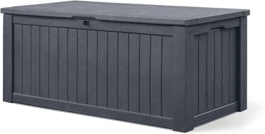 Ящик для подушок/зовнішній ящик Koll Living 570 л, водонепроникний, з вентиляцією, дерев'яний вигляд (антрацит), витримує до 250 кг