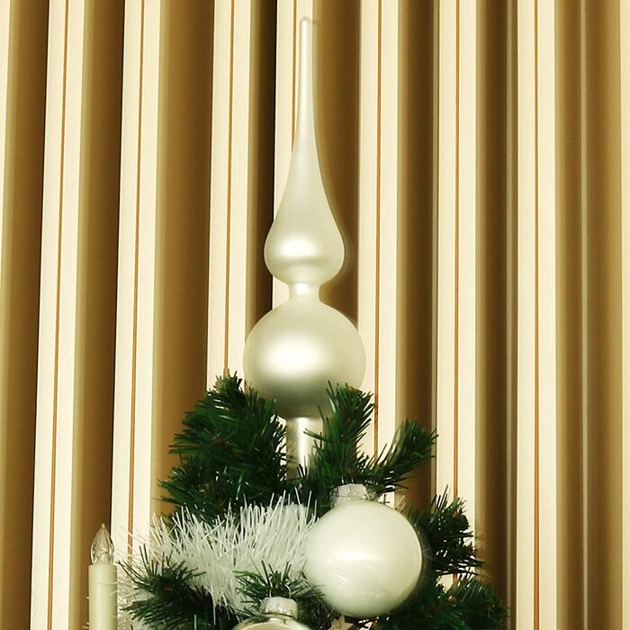 Мереживо для різдвяної ялинки com-four білого-матового і сріблястого кольорів, мереживо для різдвяної ялинки зі справжнього скла, мереживо для різдвяної ялинки, 38 см (біле 28 см, 0 - матове )