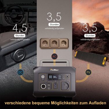 Портативна електростанція 300W (макс. 500W), 288Wh (90000mAh) з чистою синусоїдою 230V, LiFePO4 акумулятор, для кемпінгу, подорожей та надзвичайних ситуацій. P300E