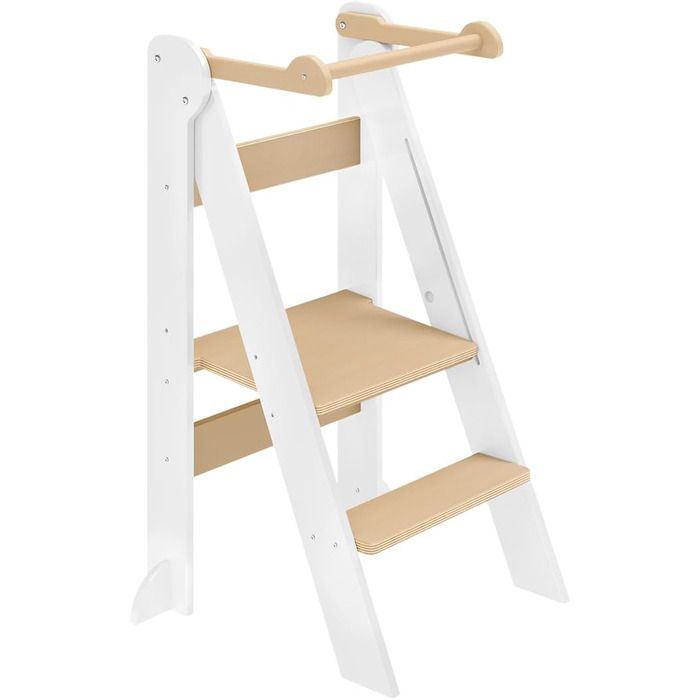 Лернтурм Bellabino Tay – навчальний столик для дітей від 1 року, регульована висота, білий, Монтессорі, з захистом від перекидання, з натурального дерева