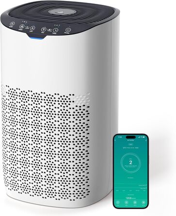 Повітряочищувач AROEVE з фільтром HEPA H13, 3-ступенева фільтрація, для спальні, 5W, 22dB, з аромадіфузором, видаляє пил, алергени, шерсть тварин, білий