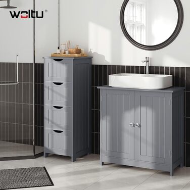 Підставка під раковину WOLTU, тумба під раковину, 60x30x60 см, білий колір, для раковин без колонки