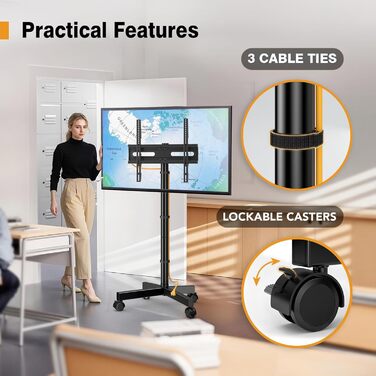 Мобільна підставка для телевізора Hemudu 23-60 дюймів LCD/LED, до 35 кг, VESA 400x400, регульована висота