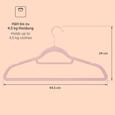 Набір вішалок для одягу Blumtal 50 шт. - обертаються на 360°, міцні, економія місця, не ковзають. Рожеві оксамитові вішалки з покриттям, 50 шт. Rosegold / Рожевий