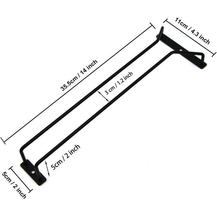 Тримач для келихів RedDreamer, 14 дюймів (2 шт.), чорний, для шафи, кухні, бару, нержавіюча сталь