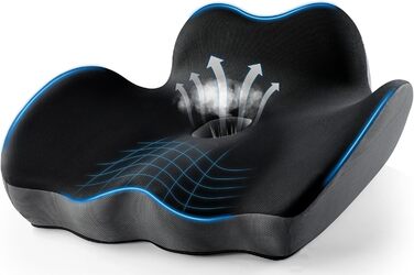 Подушка для сидіння Haarkalo Premium з Memory Foam XL - 2024 року, для офісних та домашніх крісел, зняття болю в попереку, сідницях та куприку, розмір 20*16.8*5.8 см