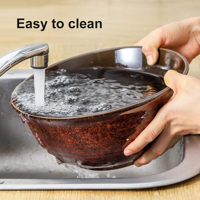 Набір керамічних мисок для перемішування Hasense, 2.1/1.0/0.5 Qt, ручної роботи, для салату, приготування їжі, зберігання та випікання, мікрохвильова та посудомийна машини, з додаванням глини, білий (84 унції, червоний/подорож, однотонний)